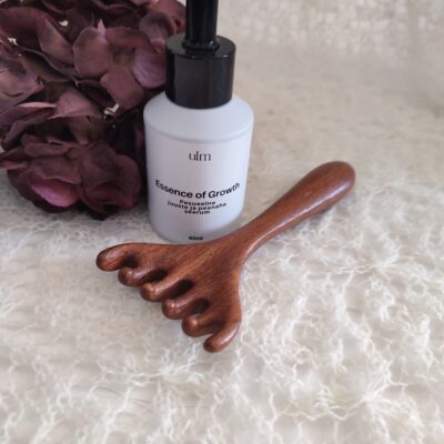 Kinkekomplekt "Olemus" 60ml pesueelne juuste ja peanaha seerum, kingituseks sandlipuust kamm